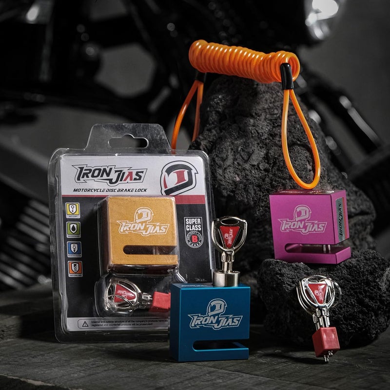 Grapelet Motorcycle Disc Lock Anti-Theft Wheel Brake Lock Waterproof Alloy with Reminder Cable and 2 Keys, Alarm-Free for Motorbike, E-Scooter, Mountain Bike - Image 2